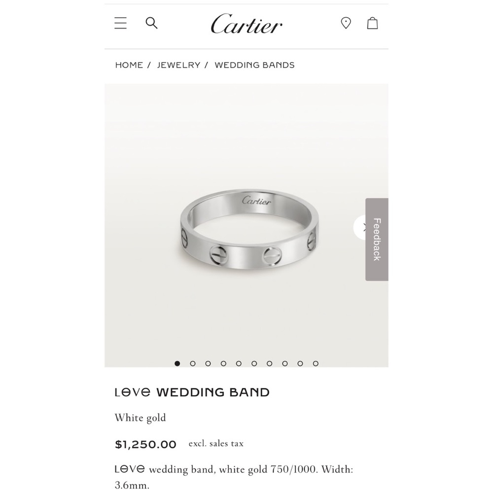 Cartier Love Wedding Band Size 5.25 White Gold - Picture 12 of 13